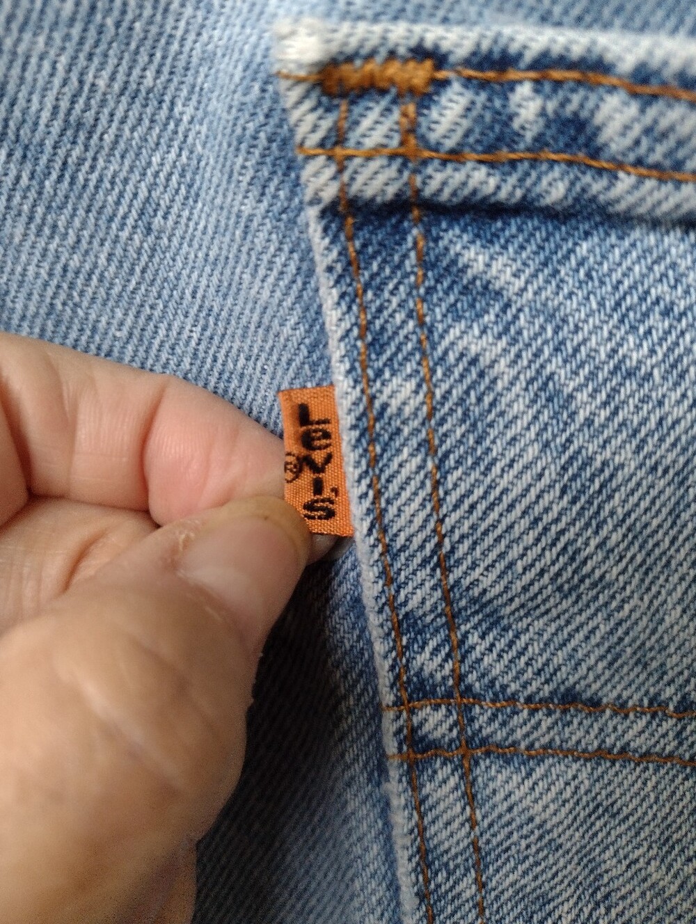 NOT FOR SALE  90's Levi's 550 Shorts Mens Sz 34 Relaxed Fit Blue Jean Orange - Picture 5 of 7